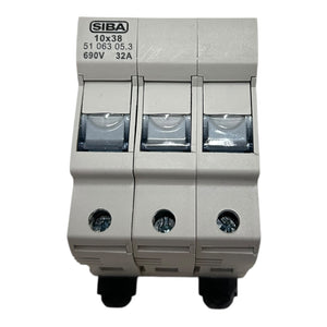 SIBA Sicherungshalter 3-polig 10x38mm 51 063 05.3 für industriellen Einsatz