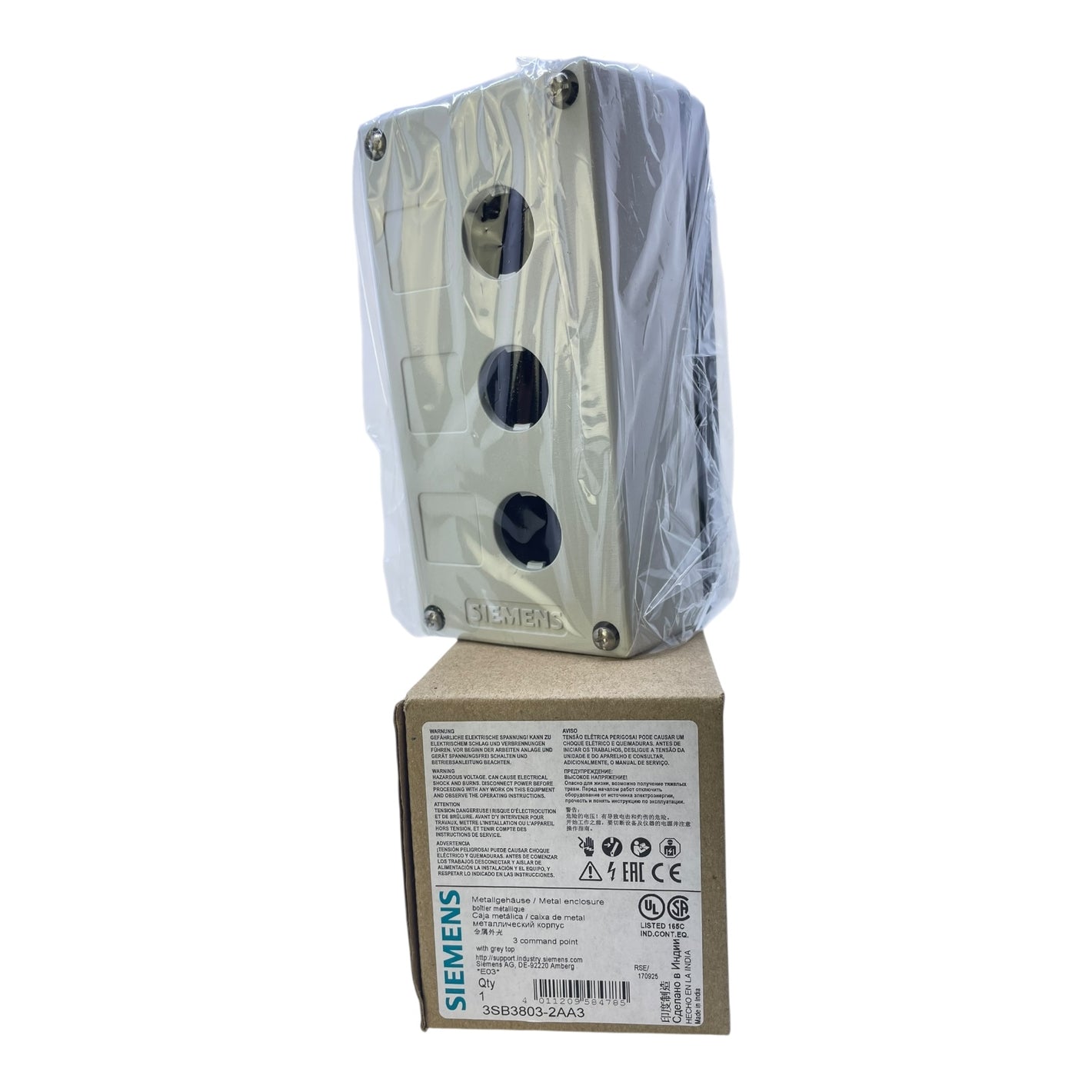 Siemens Metallgehäuse 3-fach 3SB3803-2AA3 für Befehlsgeräte
