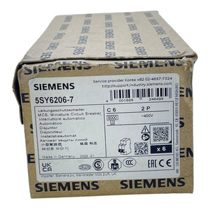 Siemens Leitungsschutzschalter 5SY6206-7 C6A 400V Sicherungsautomat VE:6stk