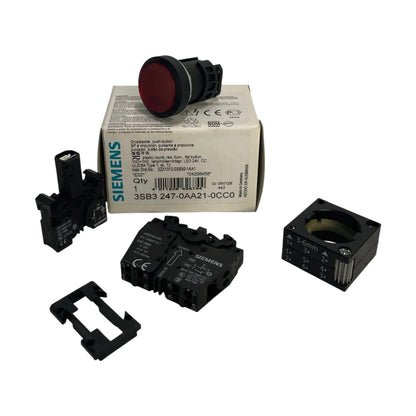 Siemens Drucktaster 3SB3247-0AA21-0CC0 beleuchtet 22mm rund Kompletteinheit