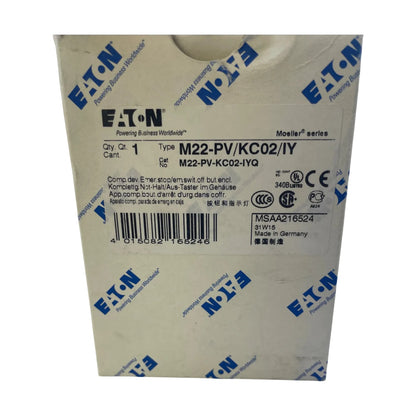 Eaton M22-PV/KC02/IY Not-Halt Taster Drucktaster Befehlsgerät im Gehäuse Gelb