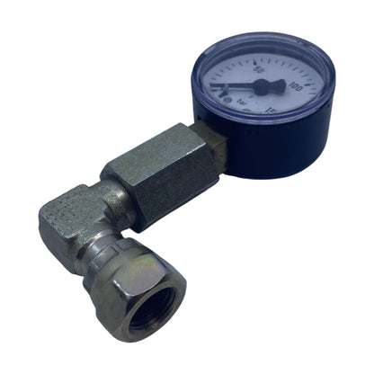 HUK Manometer 0-160 bar Ø 63 mm mit Winkelverschraubung Druckmesser Hydraulik