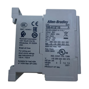 Allen Bradley 100-K12DJ10 Miniaturschuetz 12A 3-polig 24V DC 1S Hilfskontakt OVP