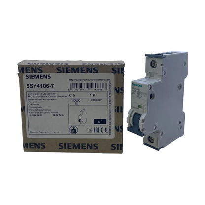 Siemens 5SY4106-7 Leitungsschutzschalter 1-polig C6 230/400V 10kA Schaltschrank