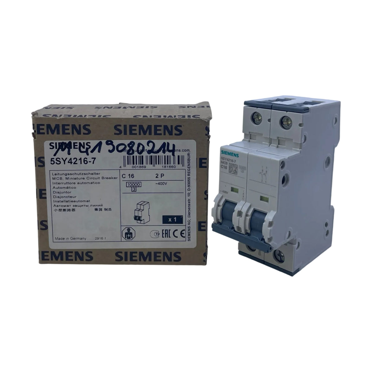 Siemens 5SY4216-7 Leitungsschutzschalter 2-polig C16 400V 10kA Schaltschrank