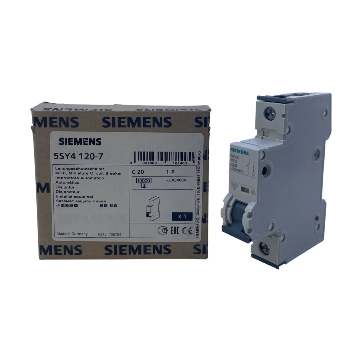 Siemens 5SY4120-7 Leitungsschutzschalter 1-polig C20 20 A 10 kA Automat OVP