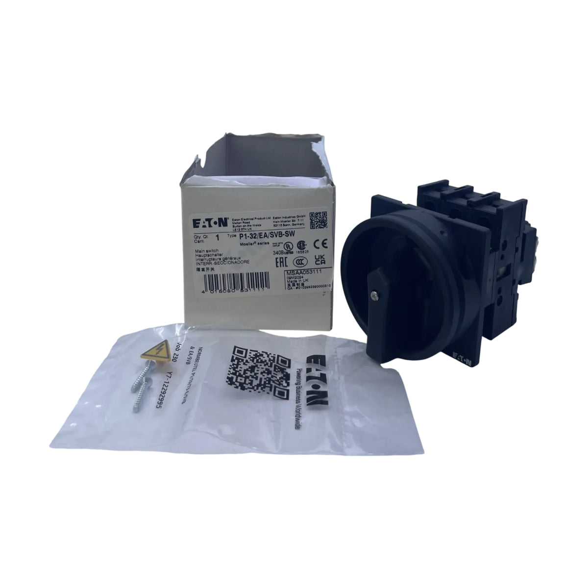 Eaton P1-32/EA/SVB-SW Hauptschalter 32 A 3-polig Einbau abschliessbar Griff