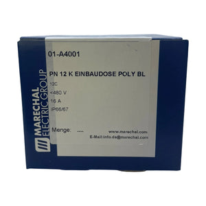 Marechal 01A4001 PN12 K Einbaudose 12 Kontakte + PE 16 A 480 V IP66/67 Poly blau