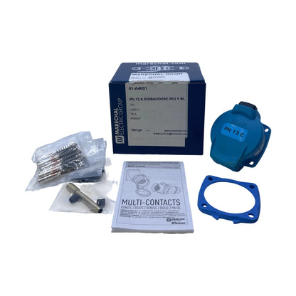 Marechal 01A4001 PN12 K Einbaudose 12 Kontakte + PE 16 A 480 V IP66/67 Poly blau
