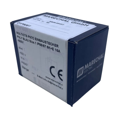 Marechal 01P8061 PN7C Multicts Einbaustecker 6K+E 16 A 500 V IP66/67 Poly blau