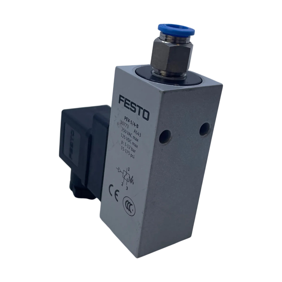 Festo PEV-1/4-B 10773 Druckschalter 1-12 bar G1/4 mit Stecker + QS-Verschraubung