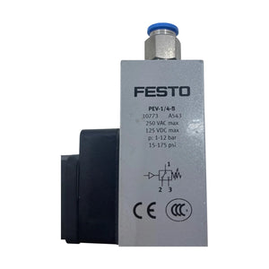 Festo PEV-1/4-B 10773 Druckschalter 1-12 bar G1/4 mit Stecker + QS-Verschraubung