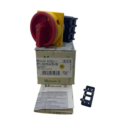 Moeller P1-32/EA/SVB Hauptschalter Not-Aus 3-polig 32A Einbau Drehgriff rot-gelb