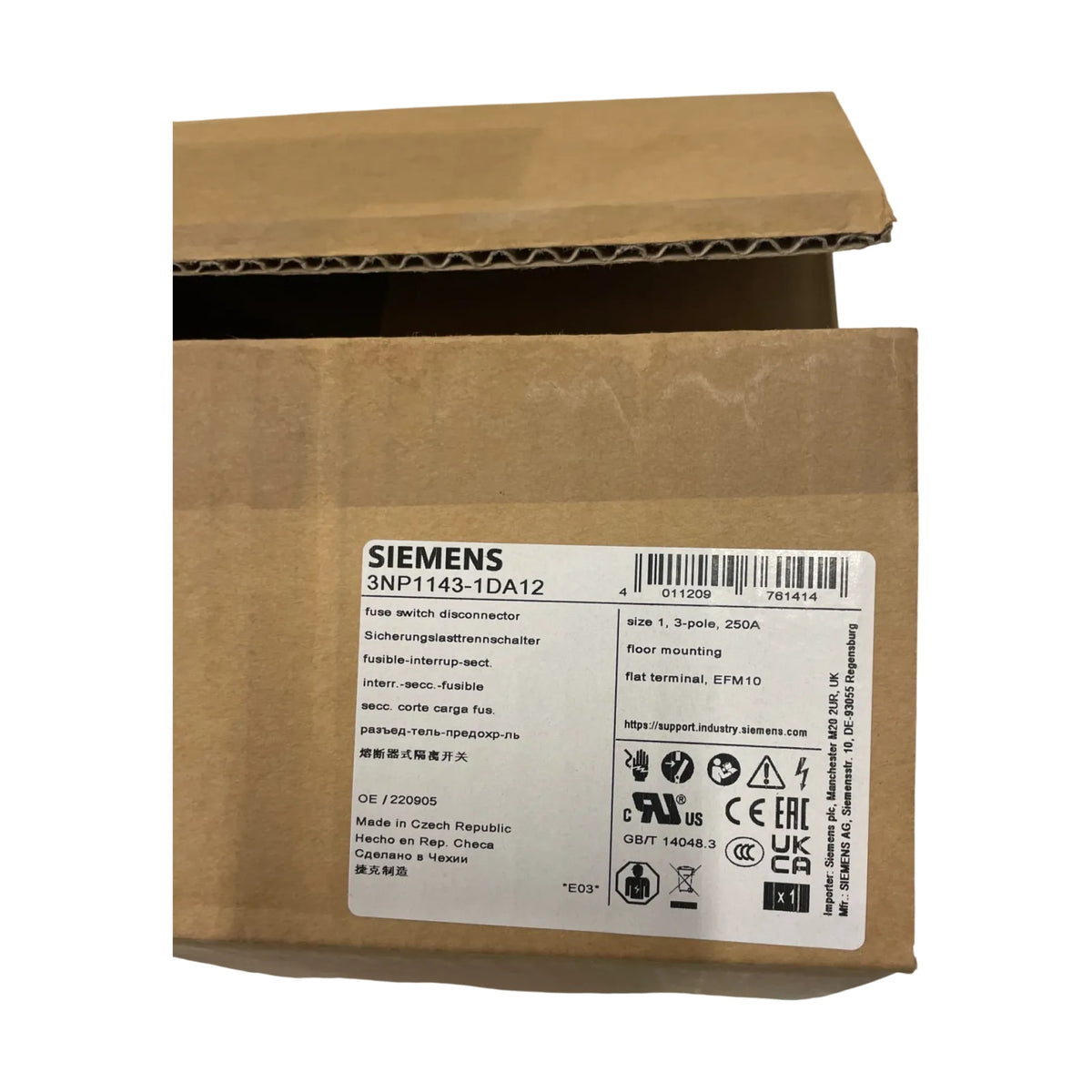 Siemens 3NP1143-1DA12 SENTRON Sicherungs-Lasttrennschalter NH1 250A 3-polig