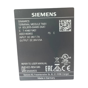 Siemens 6SL3055-0AA00-3AA1 SINAMICS Terminal Module TM31 Klemmenerweiterung