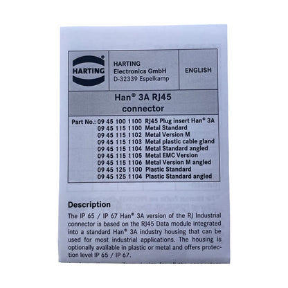 Harting Han 3A RJ45 Steckverbinder Set Metallhaube gerade IP65/IP67