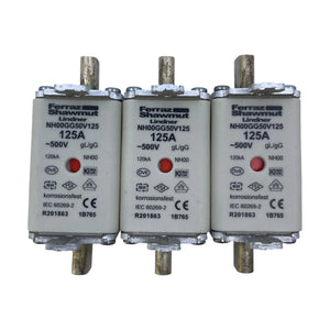 Ferraz Shawmut NH00GG50V125 R201863 NH-Sicherung NH00 125A gG 500V 3 Stück