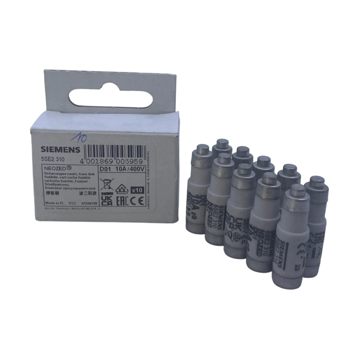 Siemens 5SE2310 NEOZED Sicherungseinsatz D01 10A gL/gG 400V 10 Stück