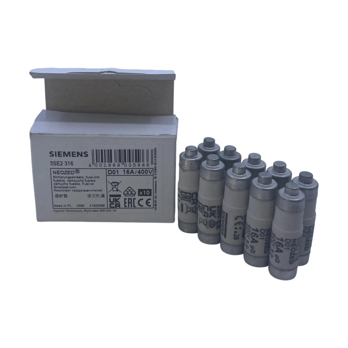 Siemens 5SE2316 NEOZED Sicherungseinsatz D01 16A gL/gG 400V 10 Stück