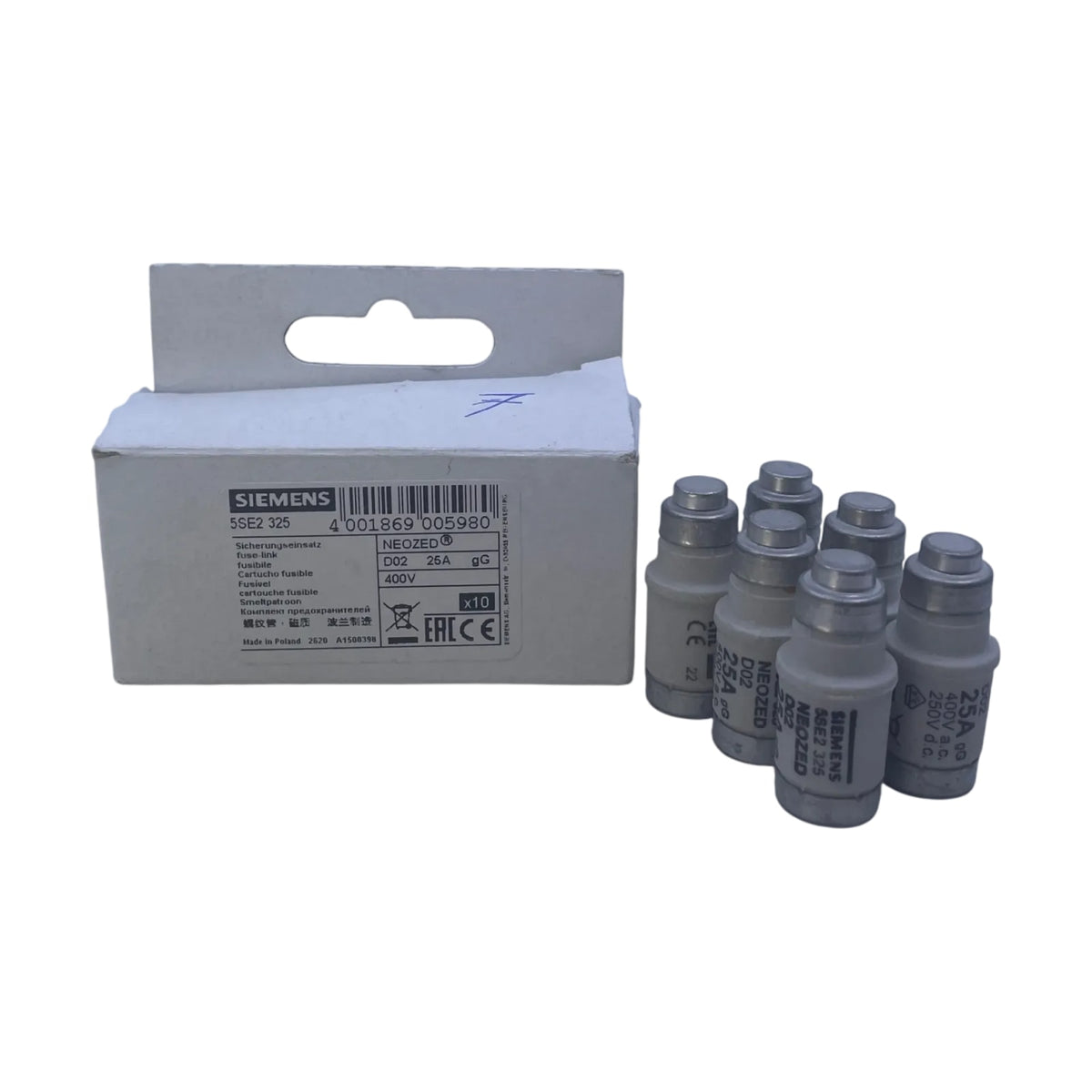 Siemens 5SE2325 NEOZED Sicherungseinsatz D02 25A gL/gG 400V 6 Stück