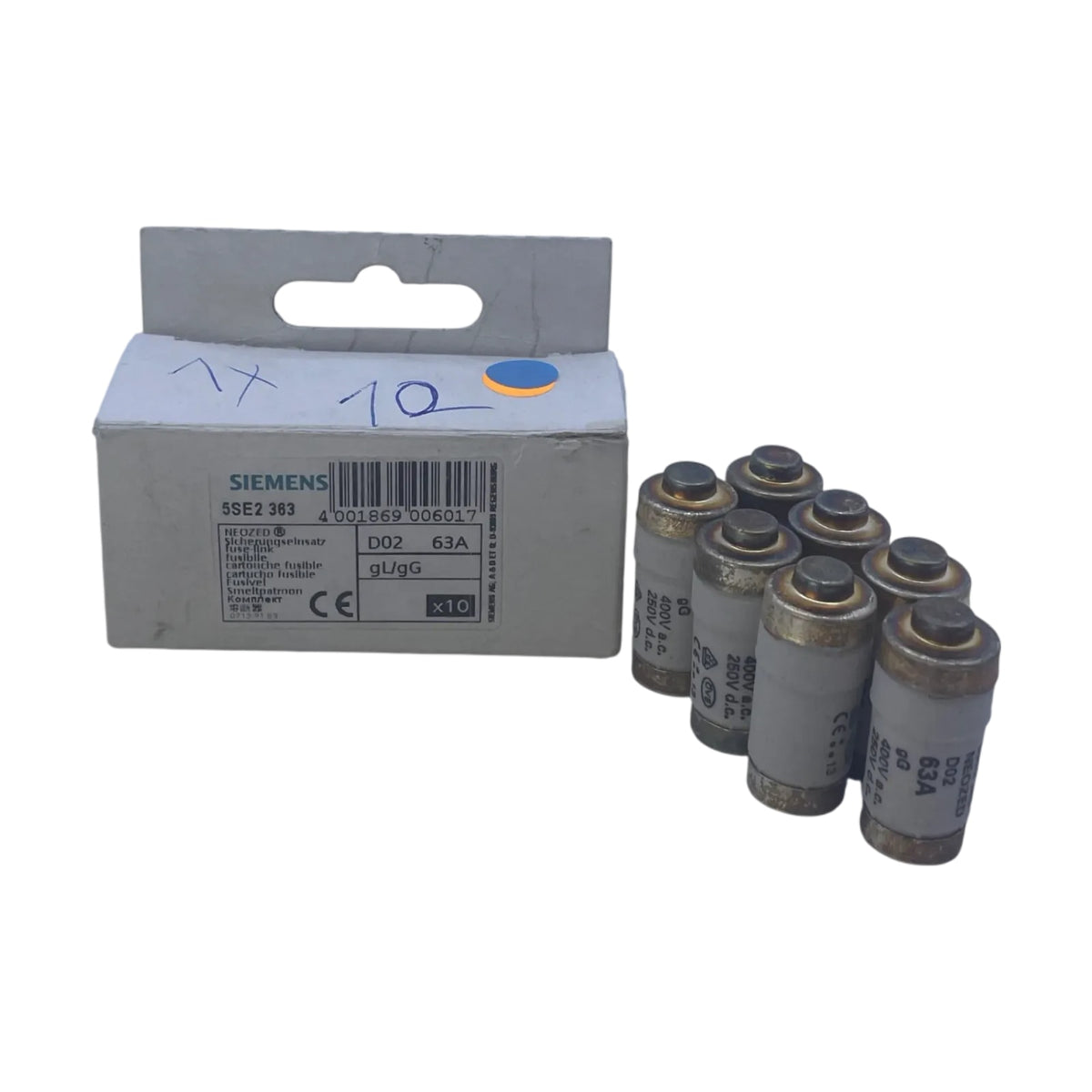 Siemens 5SE2363 NEOZED Sicherungseinsatz D02 63A gL/gG 400V 7 Stück
