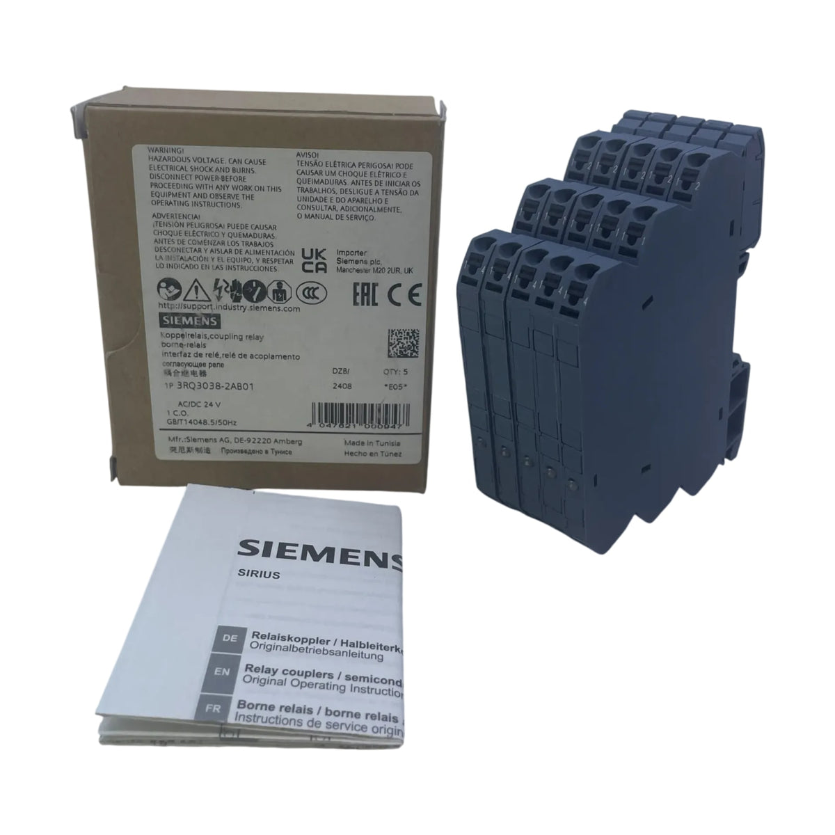 Siemens 3RQ3038-2AB01 SIRIUS Koppelrelais 24V AC/DC 1 Wechsler Gold 5 Stück
