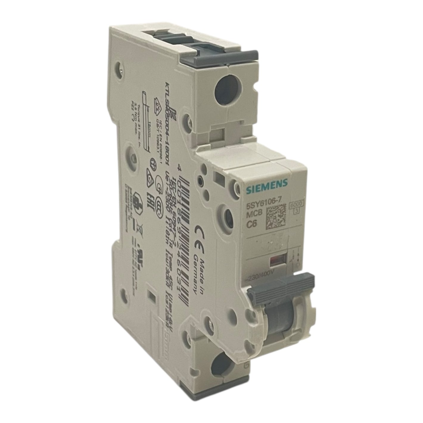 Siemens Leitungsschutzschalter 230/400V 6kA, 1-polig, C, 6A, T=70mm 5SY6106-7