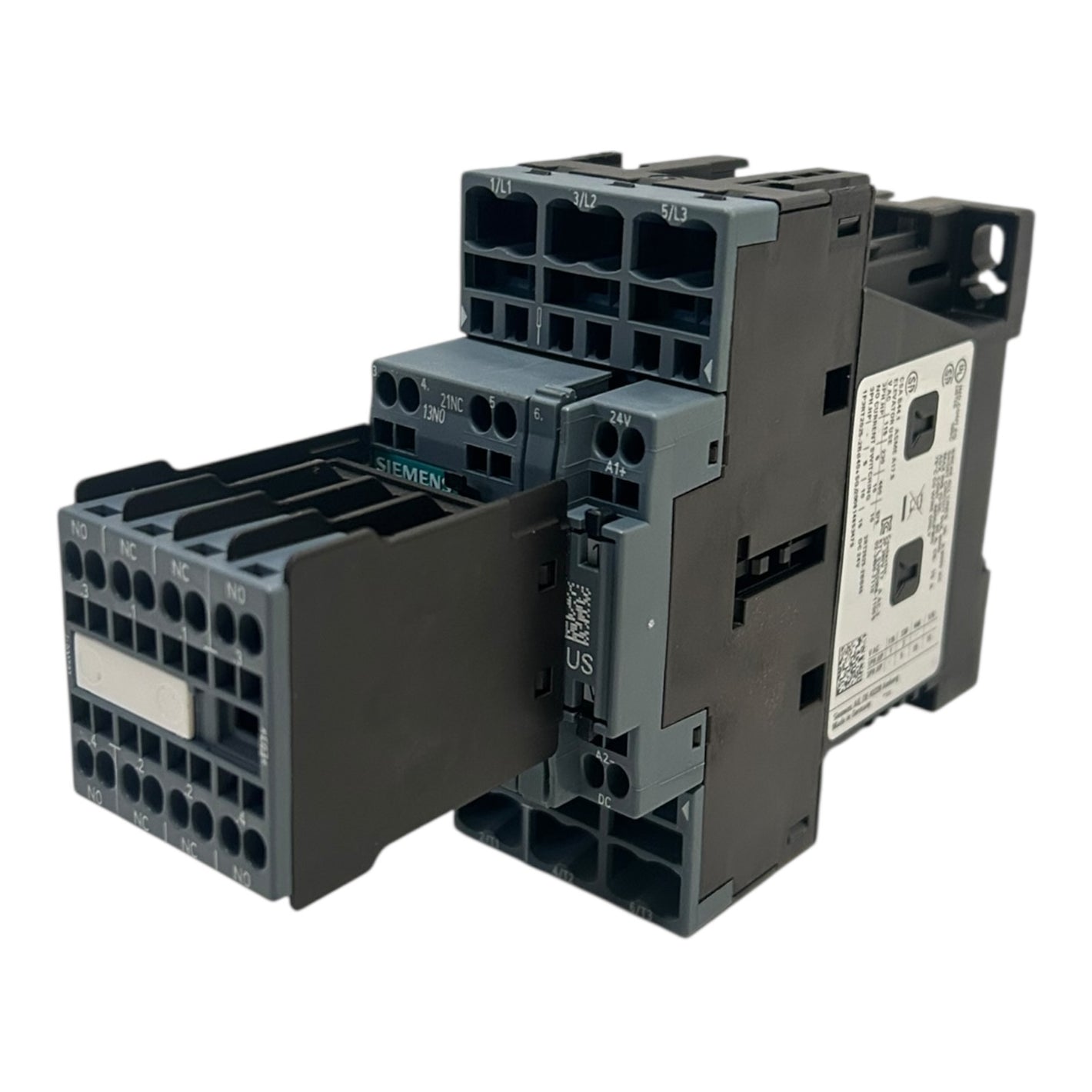 Siemens Schütz AC-3 17 A, 7.5 kW  400 V 1 NO + 1 NC 24V DC 3-polig 3RT2025-2BB40