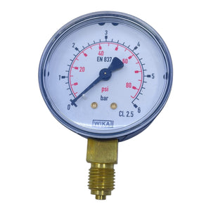 WIKA Manometer 0-2.5 bar 0-35 psi Druckanzeige Messing Anschluss unten Industrie