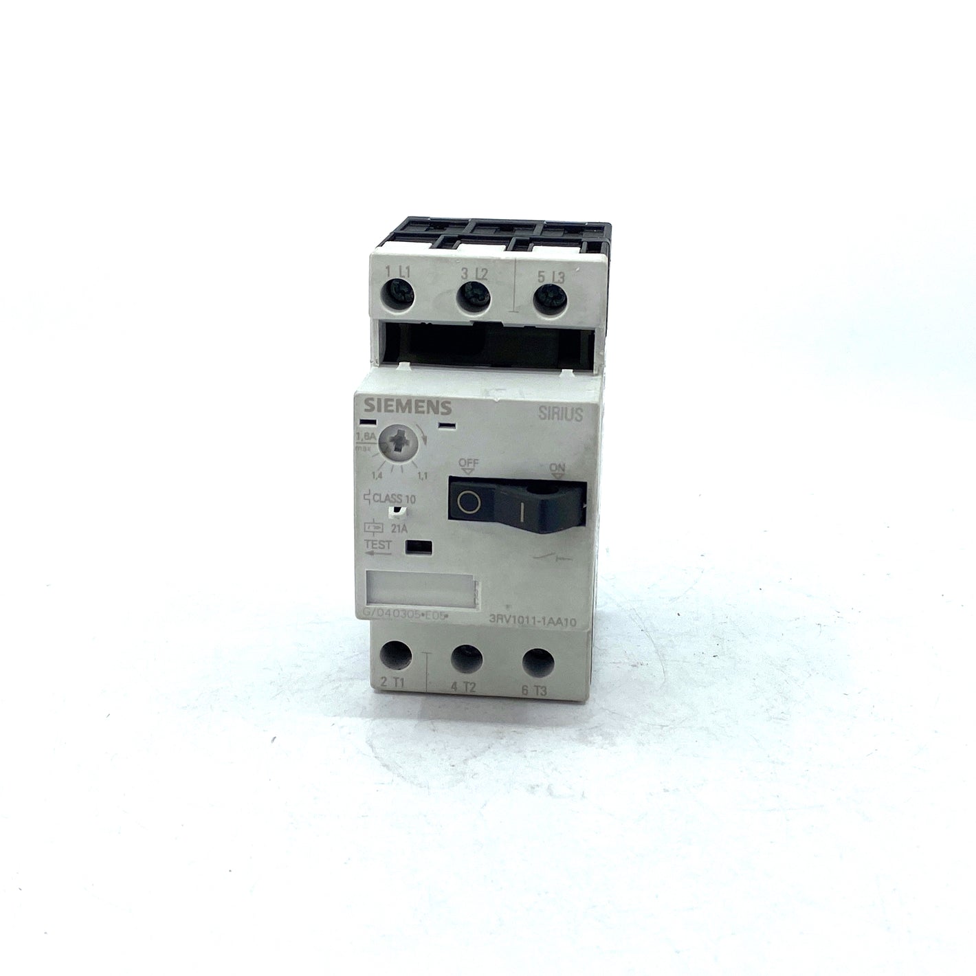 Siemens 3RV1011-1AA10 circuit breaker 1.1 - 1.6A 3-pole 690V 21A 