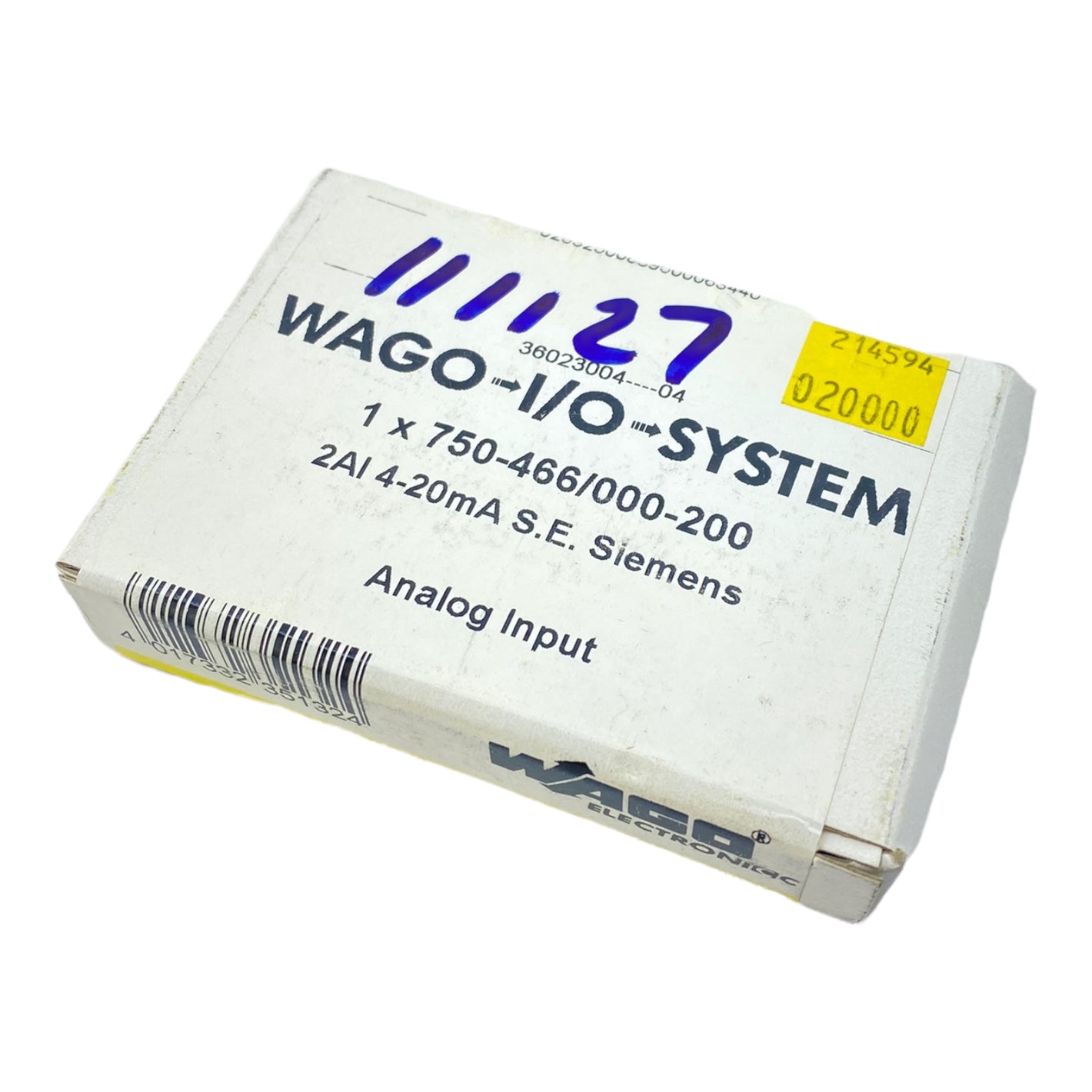 Wago 750-466/000-200 2-channel analog input 20 mA data format S5 control 