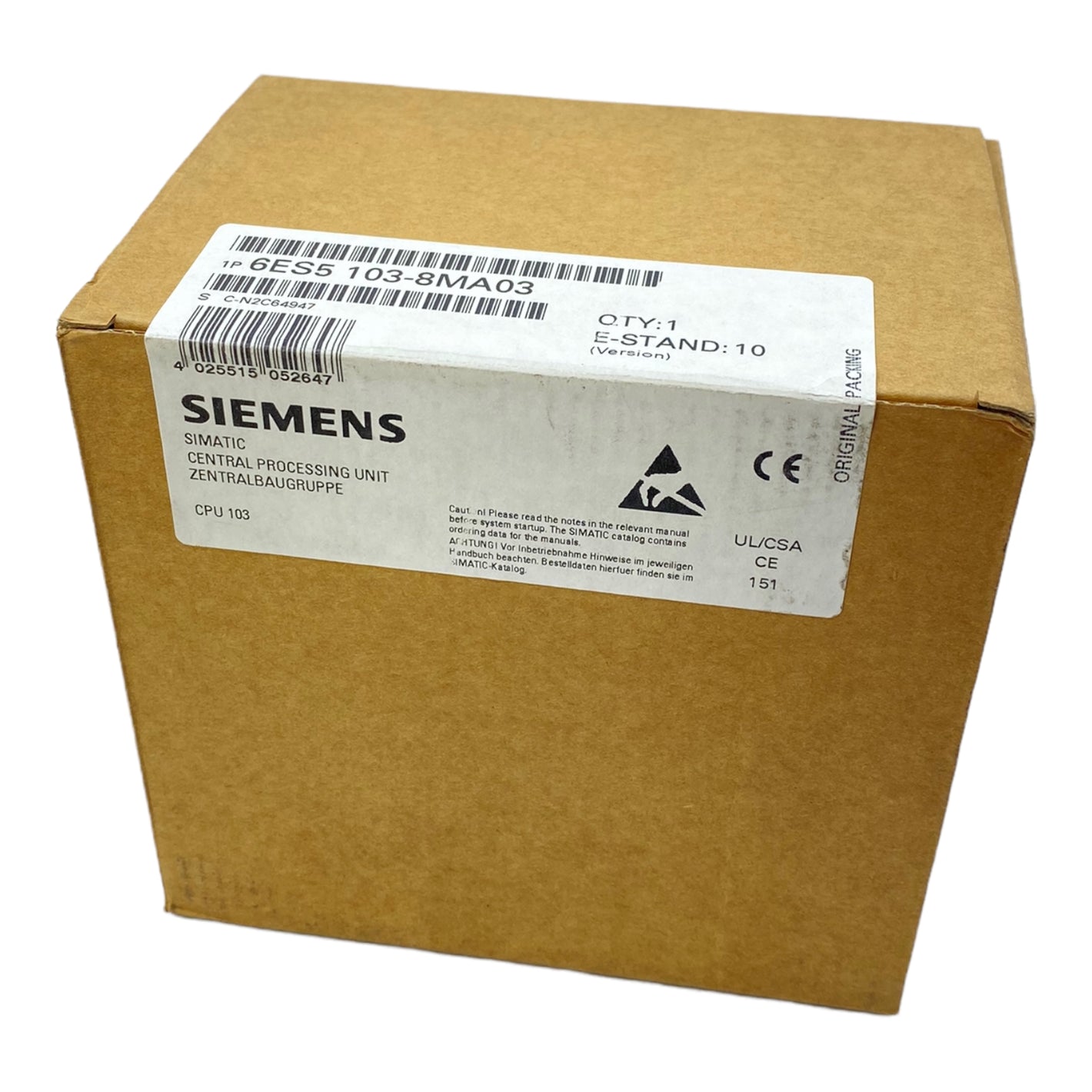 Siemens 6ES5103-8MA03 CPU 103 central processing unit, SIMATIC S5 