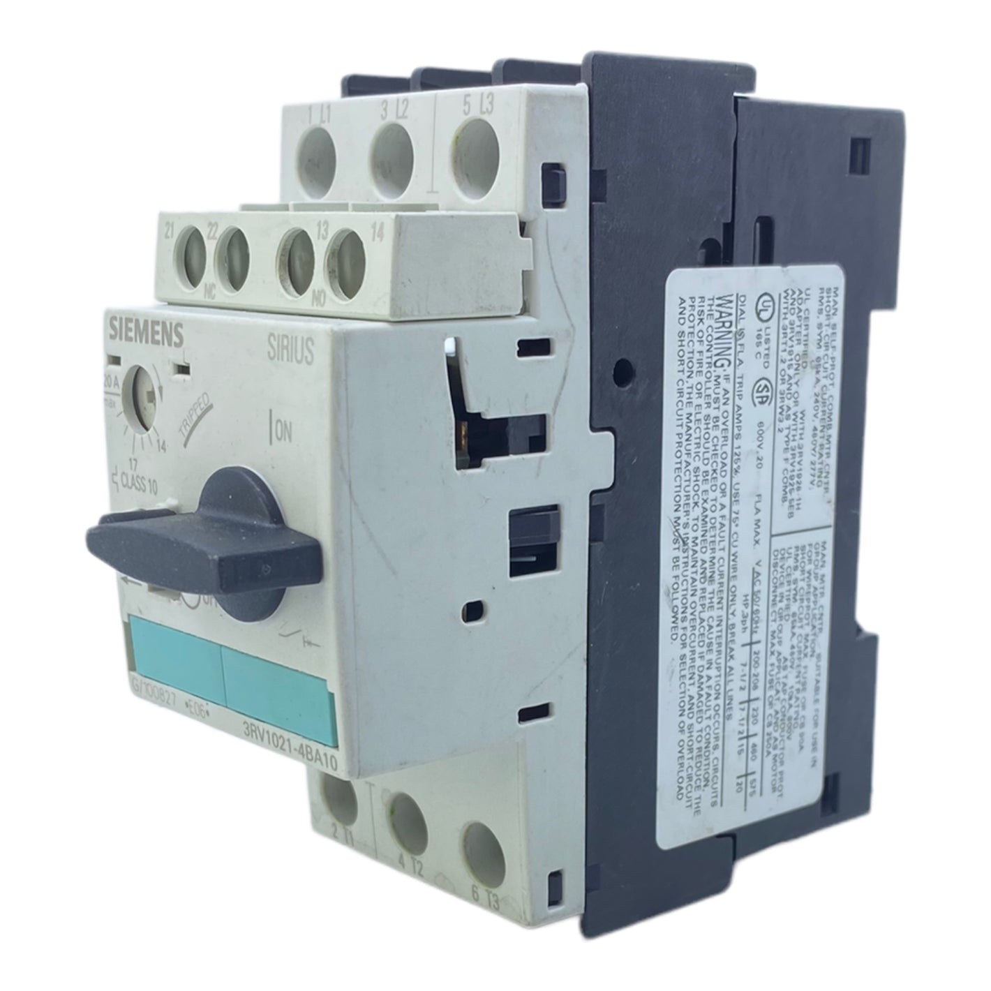 Siemens 3RV1021-4BA10 Motorschutzschalter 3-polig 690 V 14-20 A Schraubanschluss