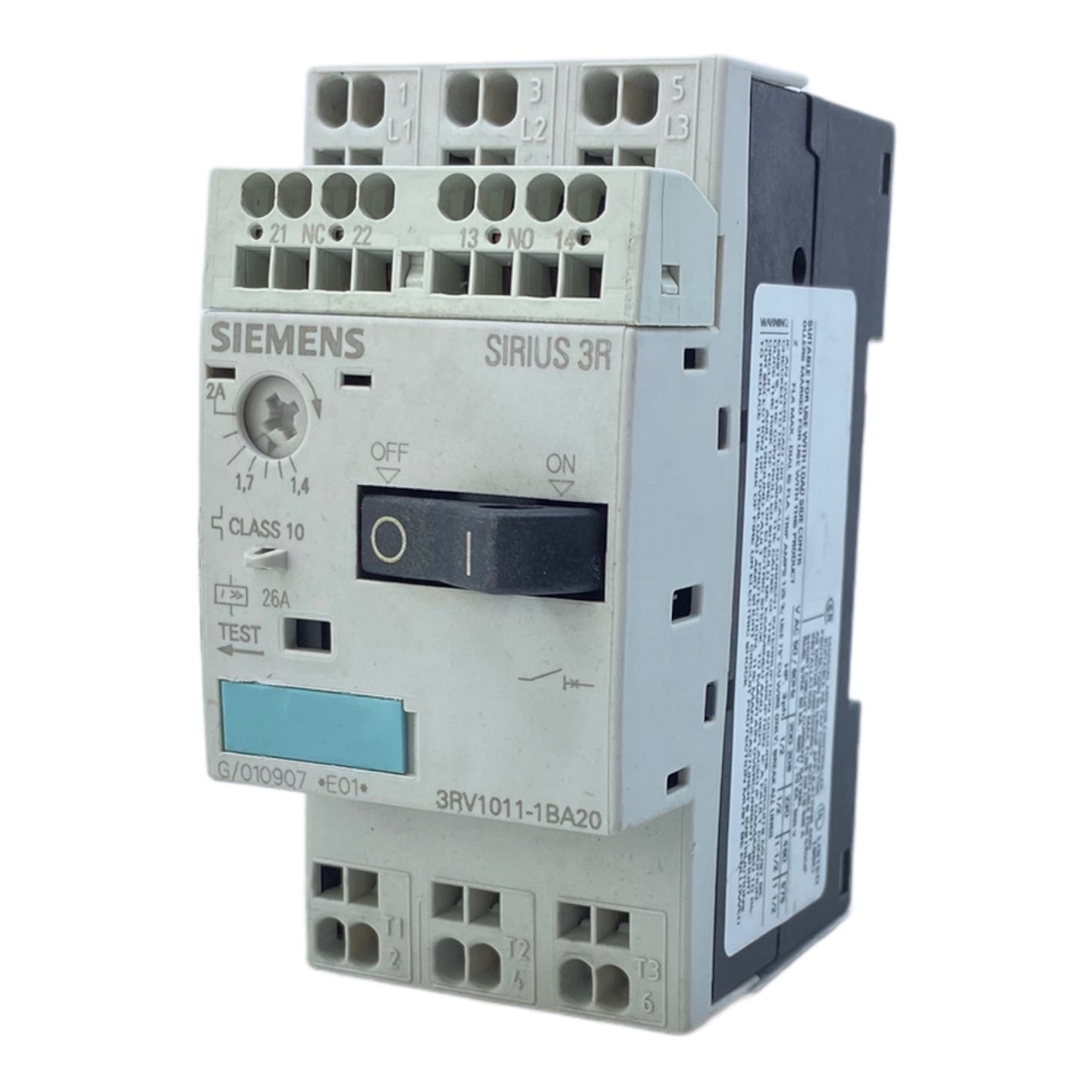 Siemens 3RV1011-1BA20 Motorschutzschalter 2 A 3 Eingänge 400 V 3RV1