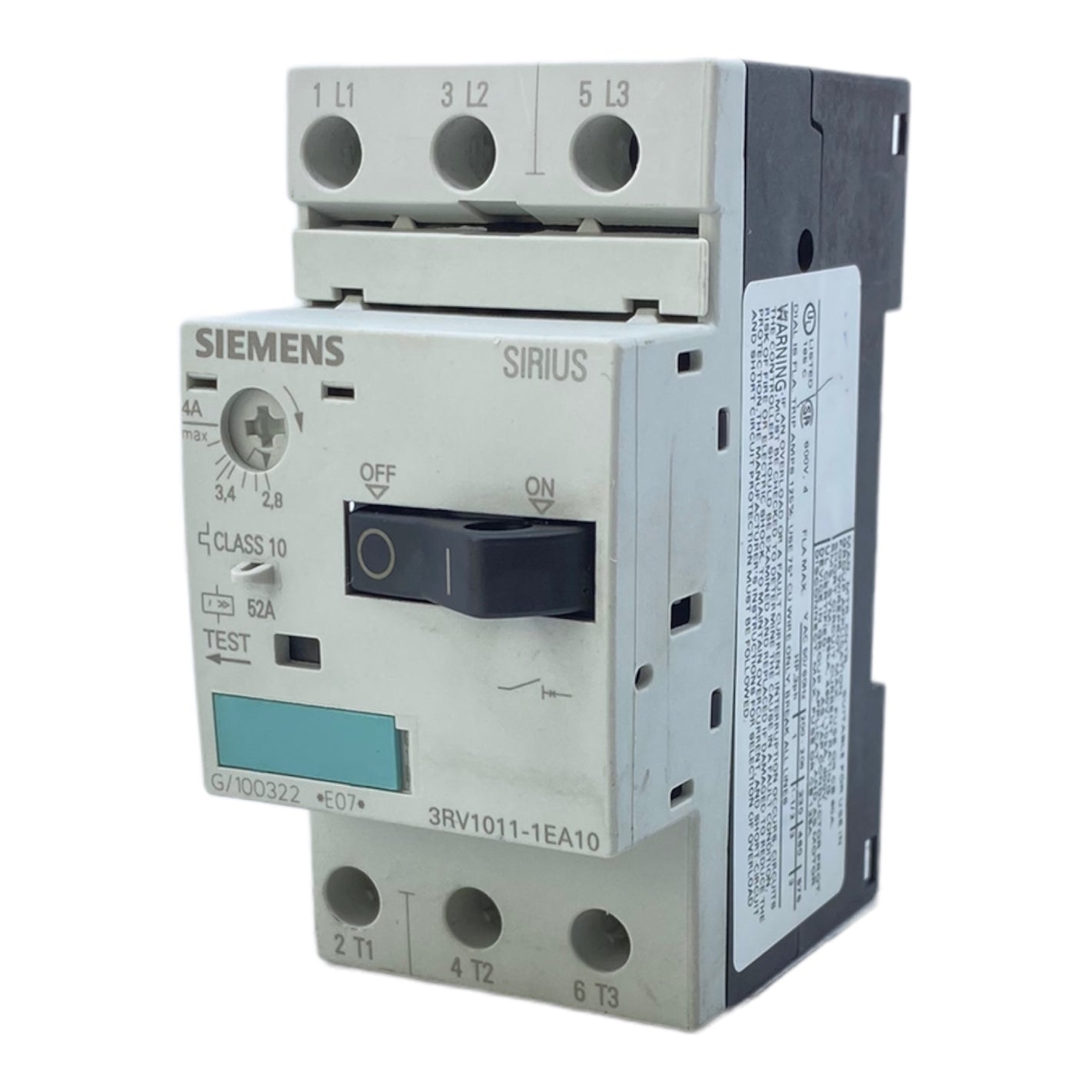 Siemens 3RV1011-1EA10 Motorschutzschalter 2,8 → 4 A Sirius Innovation 3RV1