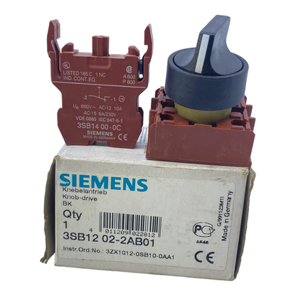 Siemens 3SB1202-2AB01 Knebelantrieb 660V ~ AC-12 10A / AC-15 6A/230V