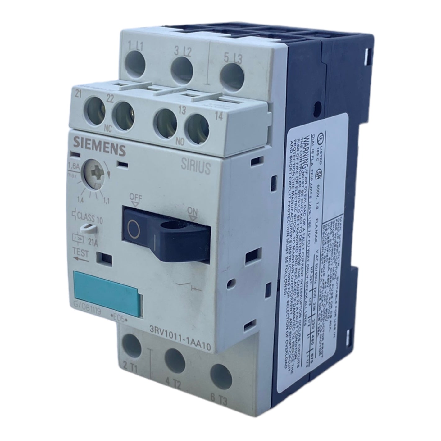 Siemens 3RV1011-1AA10 Leistungsschalter 3-polig 690V AC  1.1 - 1.6 A