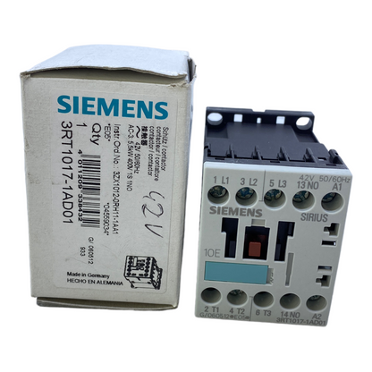 Siemens 3RT1017-1AD01 Leistungsschütz 12A 5,5 kW 400V 42V AC 50/60 Hz 3-polig