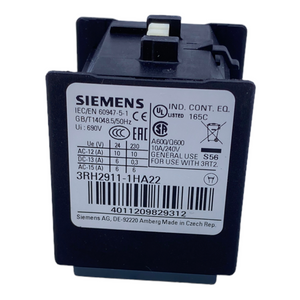 Siemens 3RH2911-1HA22 Hilfsschalterblock 10A 4polig 600V DC/AC