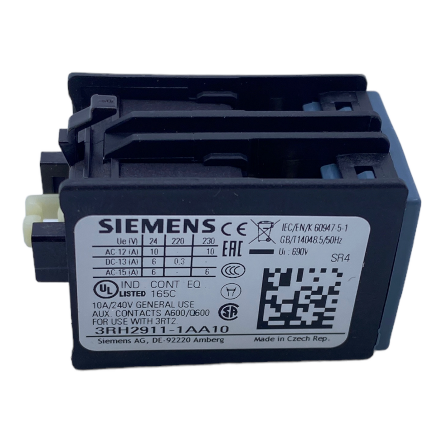 Siemens 3RH2911-1AA10 Hilfsschalter frontseitig 1-polig 10A 240V