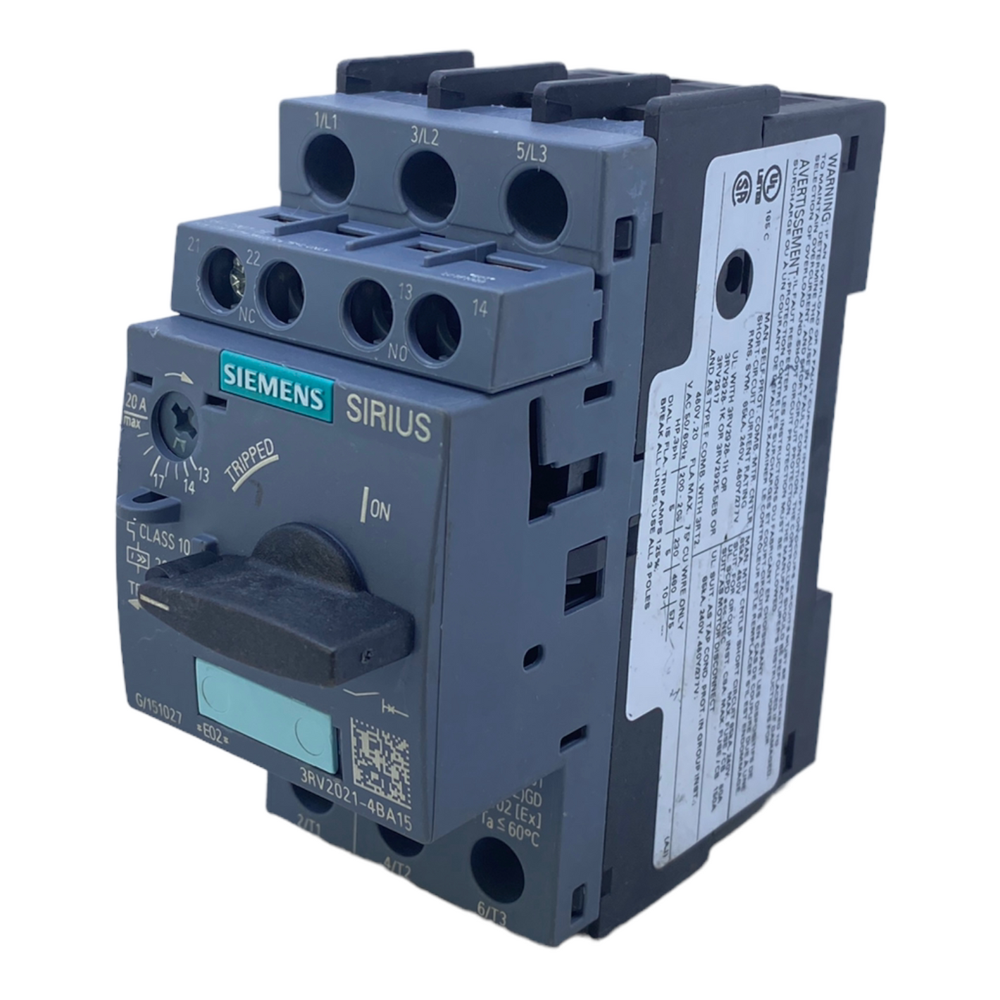 Siemens 3RV2021-4BA15 Leistungsschalter 13-20A  3-polig  690V AC
