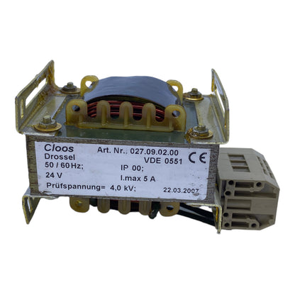 Cloos 027.09.02.00 choke 50/60Hz 24V 5A 4, kV 