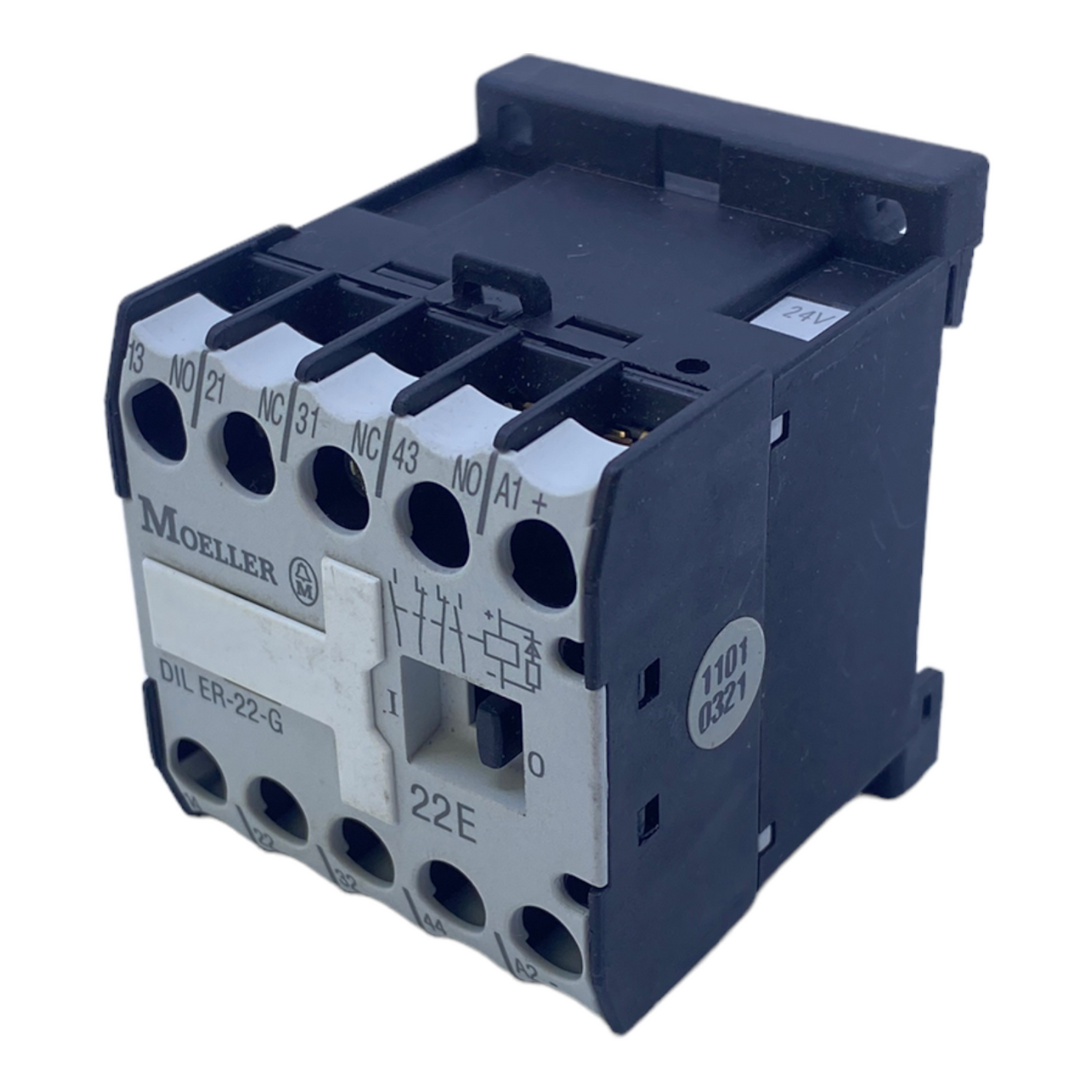 Moeller DILER-22-G power contactor 24V DC 6A 2 openers 2 closers 