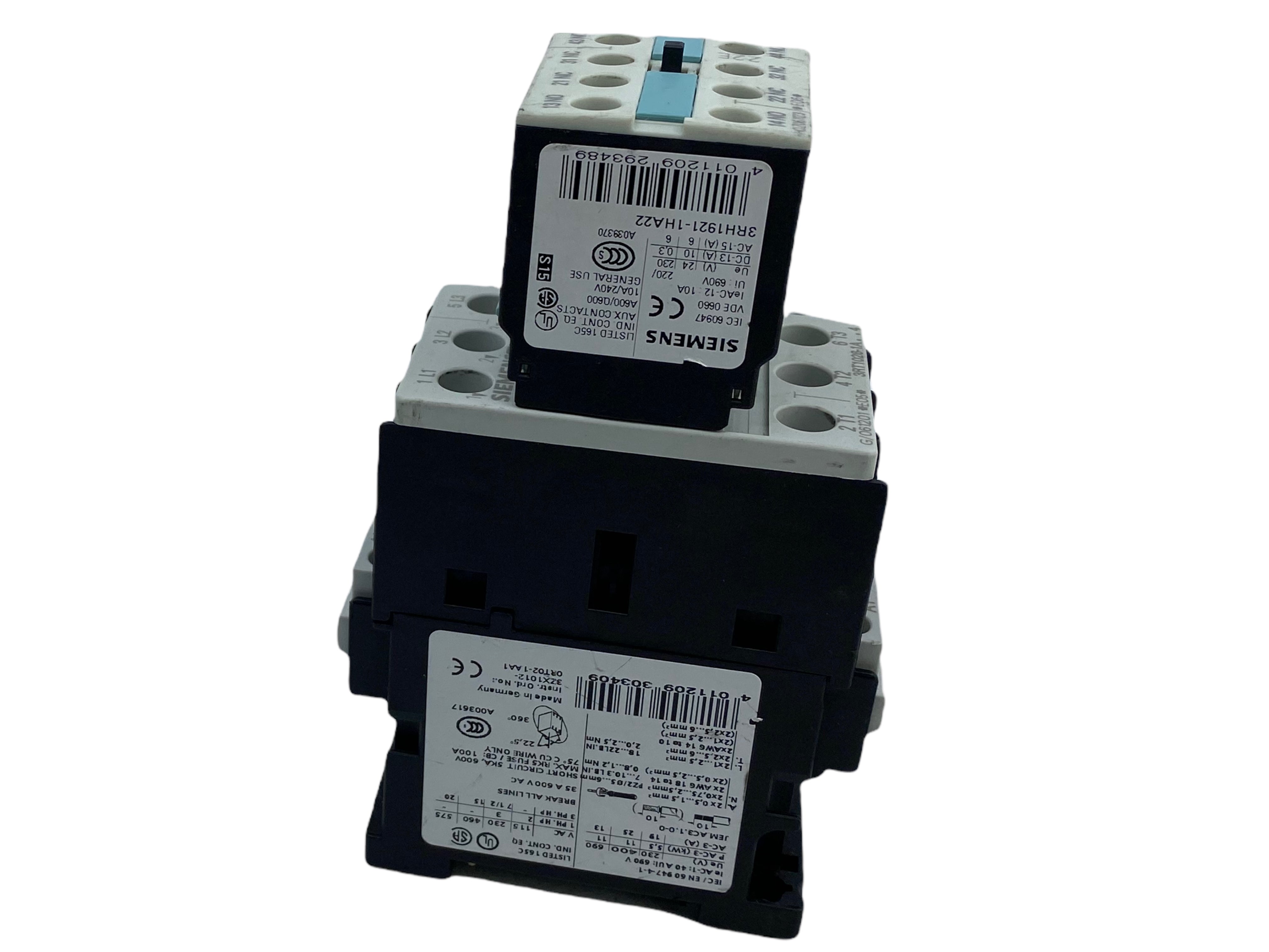 Siemens 3ZX1012-0RT02-1AA1 with 3RH1921-1HA22 contactor