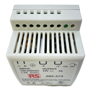 RS 282-473 power supply Input: 100-240Vac 1.5A 50/60Hz Output: 24V 2A 