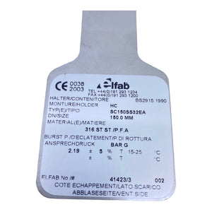 Elfab SC150SS32EA Berstscheibe 150mm 2.19 BarG