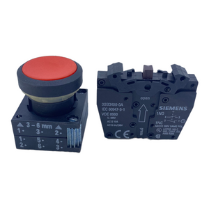 Siemens 3SB3201-0AA21 pushbutton 1NO+1NC red non-illuminated 400V 10A 6A/230V 