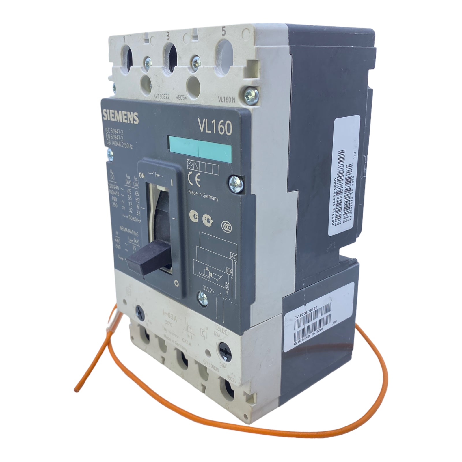 Siemens 3VL2716-1AA33-0AA0 circuit breaker 50/60Hz 3-pole 55kA 415V AC
