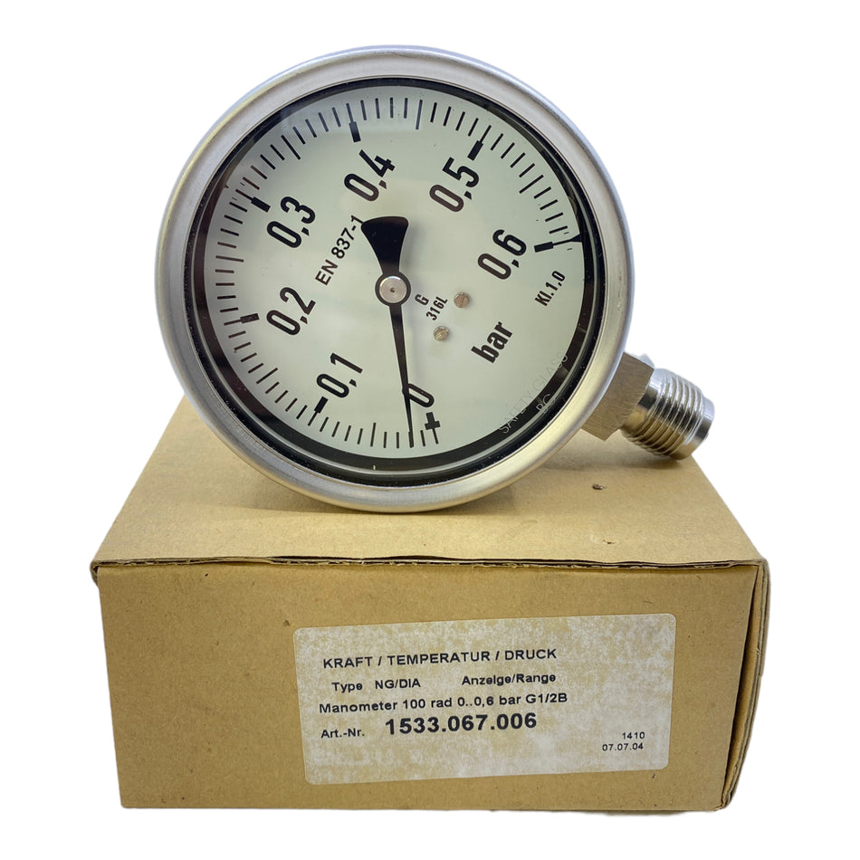 TECSIS NG/DIA Manometer 1533.067.006 Druckmessgerät 0-0,6bar G1/2B