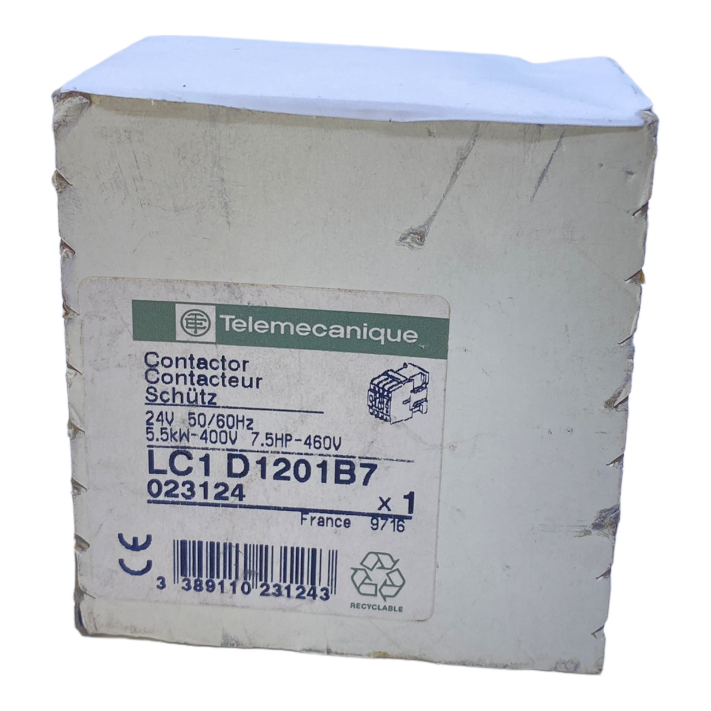 Telemecanique LC1D1201B7 power contactor 023124 24V 50/60Hz 5.5kW-400V 